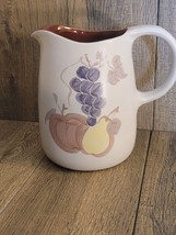 An item in the Pottery & Glass category: Chatham Pottery Handpainted Pitcher 7.5 Inches Tall Fruit Arrangement Excellent
