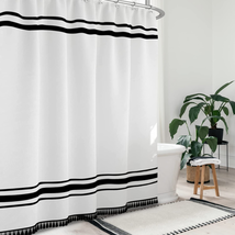 Seasonwood Black and White Shower Curtain Farmhouse Shower Curtain Striped Showe - £27.23 GBP