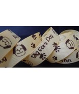 5/8 inch PUPPY Dog paw print pet canine K-9 pet brown grosgrain RIBBON -... - $1.89