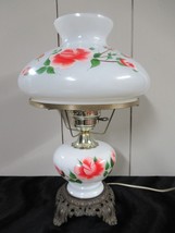 VINTAGE Lamp Floral Milk glass Electric Hurricane Lamp - £115.98 GBP