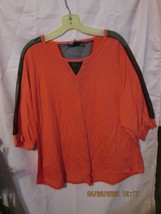 Red and Black Mesh Knit Shirt Top Stretch used size about L - £6.68 GBP