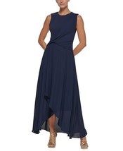 Jewel Neck Scuba Crepe/Georgette Gown Spring Navy Size 14 $229 - £77.44 GBP