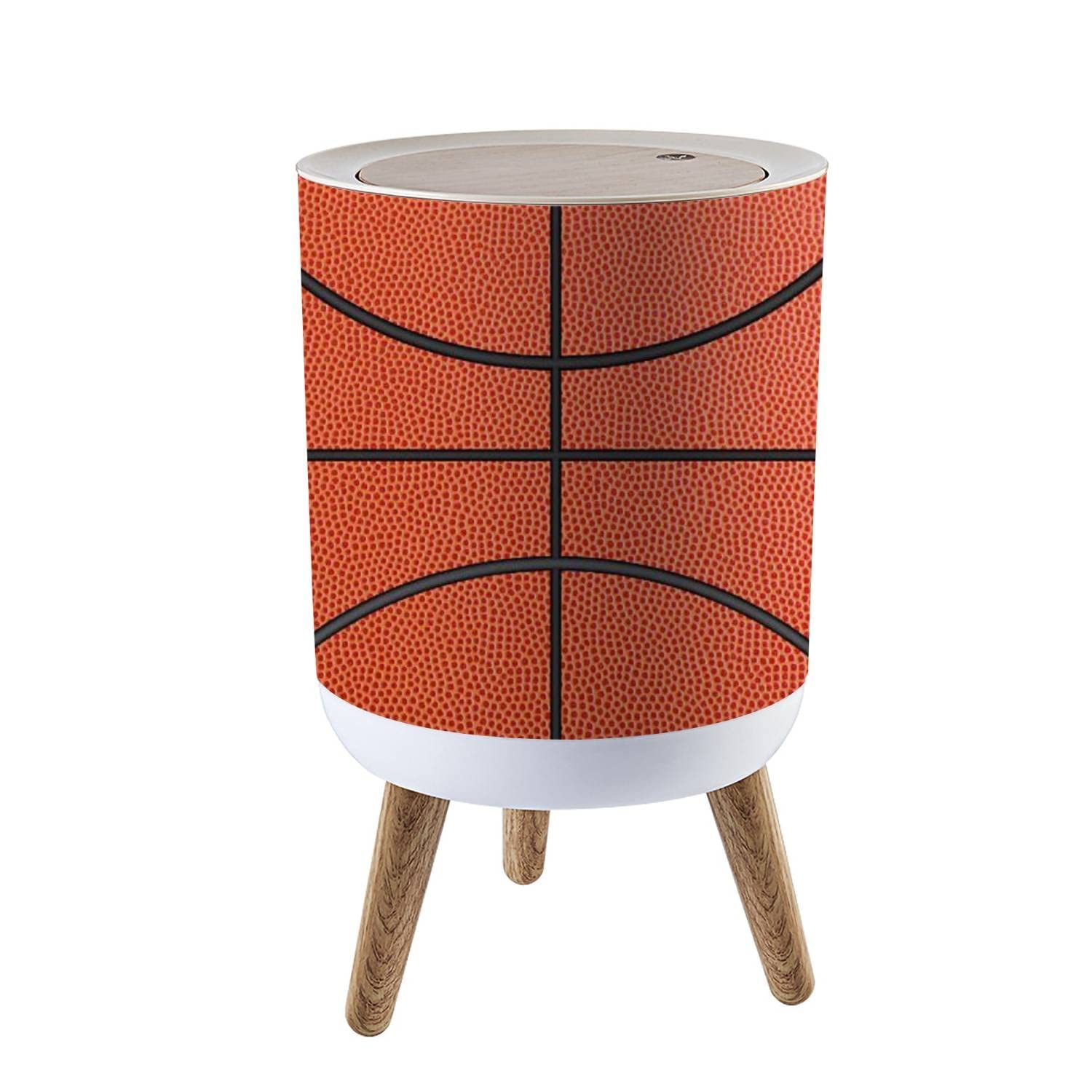 Small Trash Can With Lid Basketball Garbage Bin Round Waste Bin Press Cover Dog