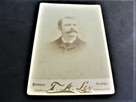1890&#39;s-Young Man with a Great Mustache-Cabinet Card Photo by Thos. A. Ley’s, CA. - £19.70 GBP