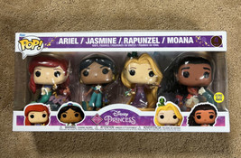 Funko Pop! Disney Princess Ariel Jasmine Rapunzel Moana Glow In The Dark 4 Pack - £35.21 GBP