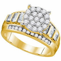Authenticity Guarantee 
10kt Yellow Gold Round Diamond Cluster Bridal Wedding... - £933.64 GBP