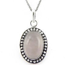 925 Sterling Silver Rose Quartz Handmade Necklace 18&quot; Chain Festive Gift PS-1762 - £23.56 GBP