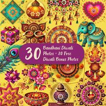 Bandhani Diwali Clipart Bundle: Watercolor Indian Festival Art (Digital ... - $2.95 CAD