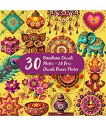 Bandhani Diwali Clipart Bundle: Watercolor Indian Festival Art (Digital ... - $2.10
