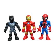 3 Playskool Marvel SuperHero Adventures Figures Black Panther Spiderman Iron Man - £14.68 GBP