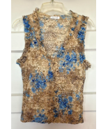 Kay Celine Floral Lace Sleeveless Top - Blue and Brown Size M - $24.10