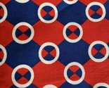 Vintage Denim Fabric 1970s Red White Blue Circle Print 1  1/2 yards - $37.14