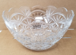 Elegant Towle Lead Crystal Bowl Exquisite Diamond Cut Design Table Cente... - $28.45