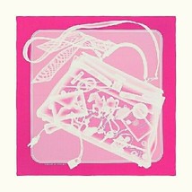 Hermes Scarf Please Check In 90CM Silk Pink Carre Bag Jewelry - £517.93 GBP