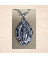 Creed Sterling Miraculous Medal Necklace Scalloped Oval Pendant - $79.00