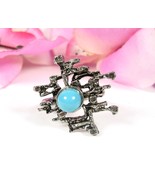Vintage BRUTALIST VOGUE RING Branching Metal Design BLUE CAB Adjustable ... - €19,52 EUR