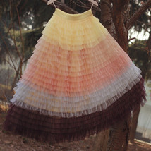 Pastel Pink Tiered Tulle Skirt Outfit Women Plus Size Tulle Maxi Skirt image 9