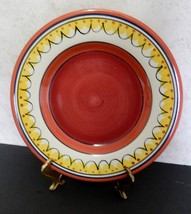 Pier 1 Del Sol Dinner Plate Red Orange Yellow Hand Painted Earthenware - $12.75