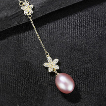 S925 Sterling Silver Pendant Necklace Women&#39;s Floral Tassel Pearl Pendant Silver - £21.57 GBP