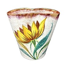 Sunflower Vase Planter Sesto Fiorentino ITALY Signed VTG Sponge-wear Obl... - $31.35