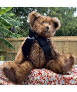 Rare Boyds Bear 16&quot; Plush Collector w/ Rhinestone Bling Blk Ribbon Shimm... - $67.01 CAD