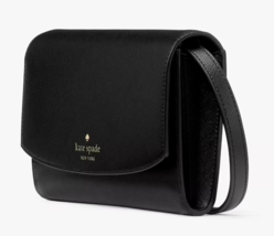 Kate Spade Dana Small Flap Crossbody Bag Black Saffiano Purse KE623 NWT $249 FS - £66.54 GBP