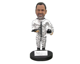 Custom Bobblehead Male Astronaut In His Space Suit Holding The Space Shuttle - C - £71.12 GBP