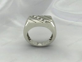 CZ Diamond Stone Signet Ring | 925 Solid Sterling Silver Handmade Men's Ring - $64.00