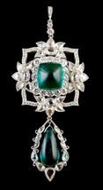 14k Gold 2.5ct Diamond 7ct Lab Emerald Pendant - £487.09 GBP