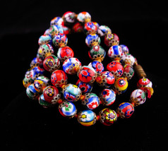 1920s millefiori necklace / vintage glass choker / Hand knotted necklace / Itali - £99.91 GBP