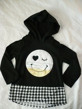 Garanimals Girls Long Sleeve Hoodie Shirt Size 3T Smiley Face Black &amp; White NEW - £7.89 GBP