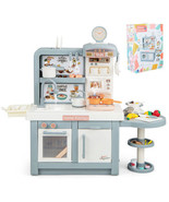 Kids Play Kitchen Toy with Stove Sink Oven with Light and Sound-Gray - C... - $123.23