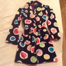 Size 8  10 Justice robe plush polka dots long sleeves blue  - $13.99