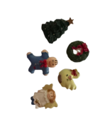 Set of 5 Vintage Christmas Pins – Tree, Wreath, Angel, Duck &amp; Doll - $235.90 MXN
