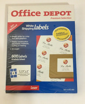 Office Depot 600 Blank Adhesive Printable Shipping Labels, 3 1/3&quot; x 4&quot;  ( 8464 ) - £19.78 GBP