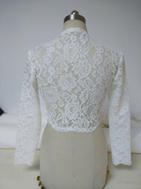 White Retro Square Neck Lace Shirt Button Down Wedding Bridal Lace Crop Shirts image 2