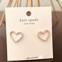 KATE SPADE NEW YORK Pave Heart Stud Earrings, Rose Gold/Diamond Crystal,... - $39.00