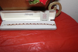 Krementz Red-Clear Rhinestones 14K GOLD Overlay Bracelet c. 1940 Marquis... - $109.00