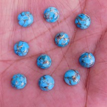 14x14 mm Round Natural Composite Blue Copper Turquoise Cabochon Gemstone 1 pcs - £6.98 GBP