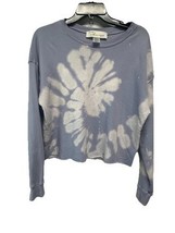 Vintage Havana Sweatshirt Top Shirt Womens Raw Hem White Blue Tie Dye Si... - $21.75
