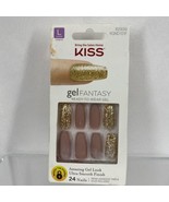 #82939 Kiss Gel Fantasy Press-On Long Nails KGND101G pearl pink &amp; Gold g... - £7.21 GBP