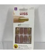 #82939 Kiss Gel Fantasy Press-On Long Nails KGND101G pearl pink &amp; Gold g... - $9.17