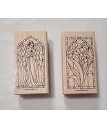 Stampin Up Vintage 2000 Stained Glass Window Lot Of 2 Wood Mounted Rubber Stamps - £11.80 GBP