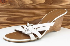 Franco Sarto Sz 10 M White Slide Leather Women Sandals - £15.68 GBP