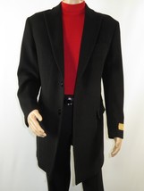 Men 100% Soft Wool 3/4 Length Winter Top Coat Cashmere Feel  #Til-70 Black image 2