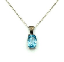 Vintage Sterling Silver 925 ITALY Faux London Blue Topaz Pendant Necklace - $29.70