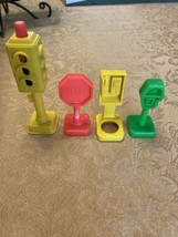 Vtg Fisher Price Little People 2500 Main Street stop telephone signs set... - $14.80