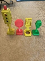 Vtg Fisher Price Little People 2500 Main Street stop telephone signs set... - £11.83 GBP