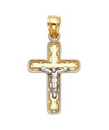 Genuine 14k Two-tone Gold 0.78&quot; Crucifix Religious Pendant For Men or Women - $238.74 CAD