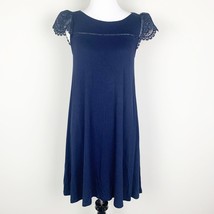 LOFT Womens A Line Dress Navy Blue Size XS Solid Short Sleeve Knee Length - £13.44 GBP